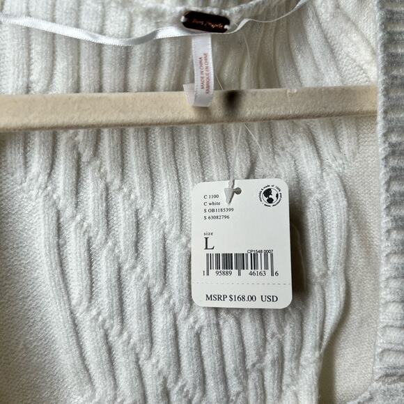 Free People Ruffled Cut Out Drawstring Waist Cable Knit Pouf Sleeve dress - G30 - Picture 4 of 4